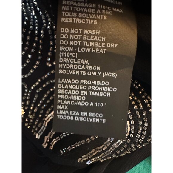 Kooples Black Rhinestone Embellished Mini Dress Wide Sleeve US Size 2 - Picture 10 of 14